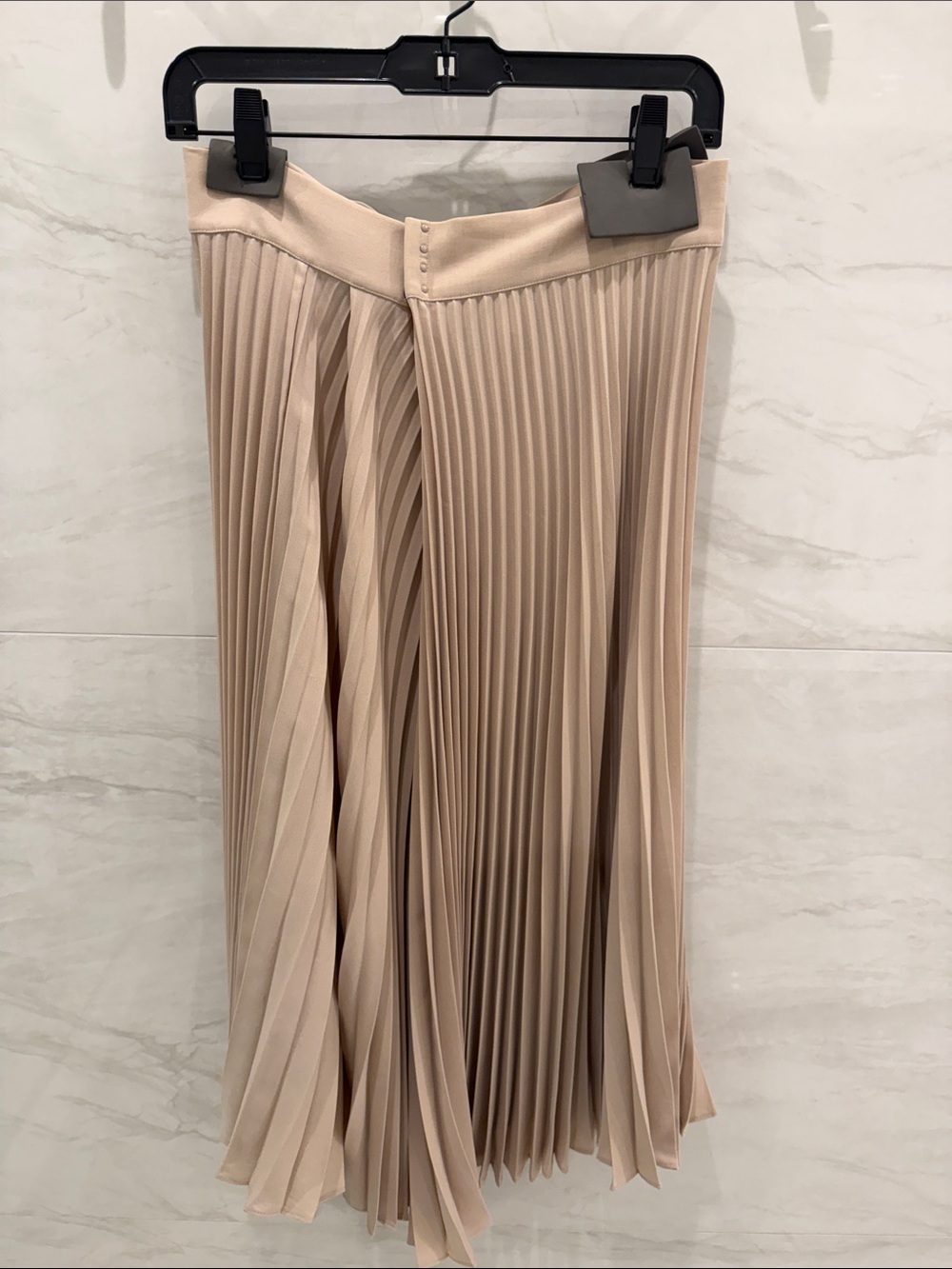 Vince Beige Pleated Midi Skirt